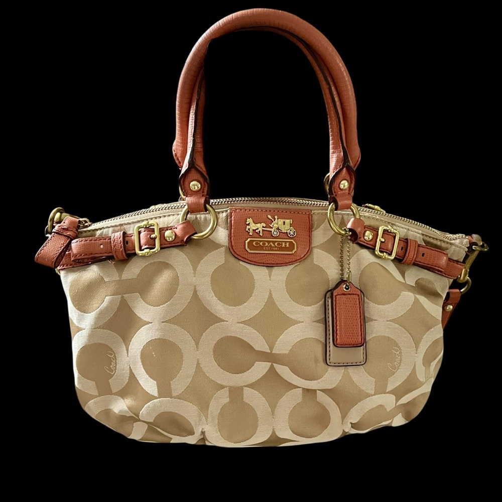 Retro Coach Iconic Madison Sophia Sachel OP Art Crossbody Tote with Leather Trim - Picture 12 of 13